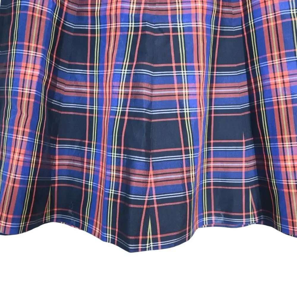 J. Crew Womens 2 Plaid Lined Pleated Skirt 100% Silk